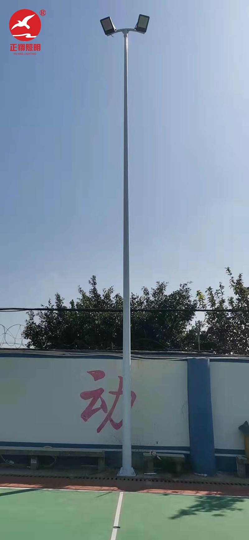 海南機(jī)電學(xué)校12米球場路燈安裝